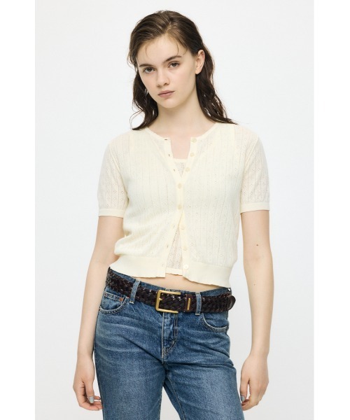 MOUSSY（マウジー） カーディガン 半袖 「セットアップ対応」EYELET