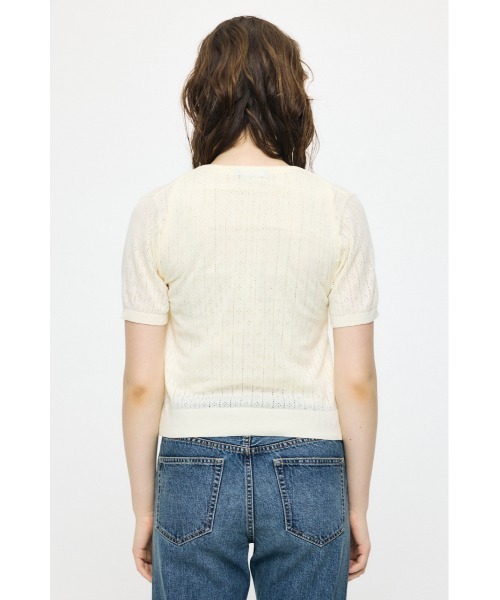 MOUSSY（マウジー） カーディガン 半袖 「セットアップ対応」EYELET