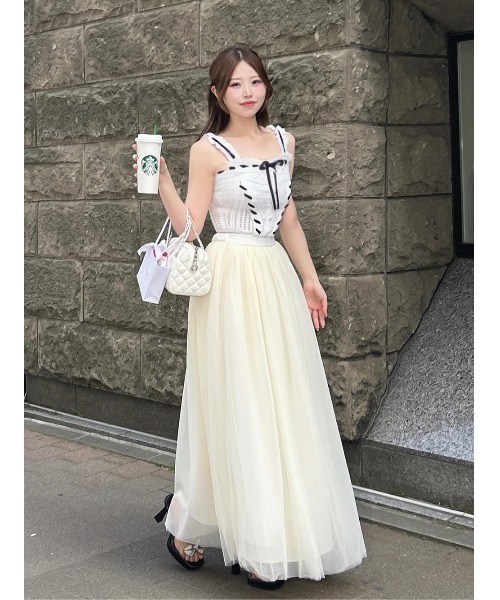 おフェロ女子セット Darich（ダーリッチ） セットアップ クロシェニットフリルセットアップ