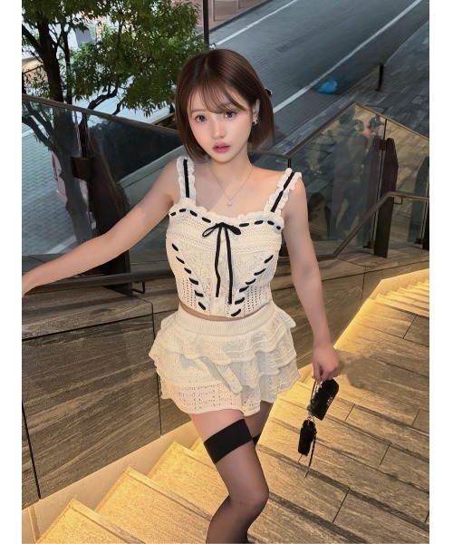 Darich（ダーリッチ） セットアップ クロシェニットフリルセットアップ