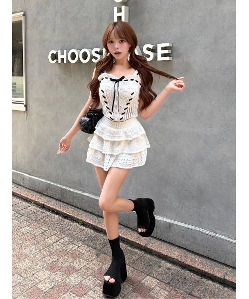 Darich（ダーリッチ） セットアップ クロシェニットフリルセットアップ