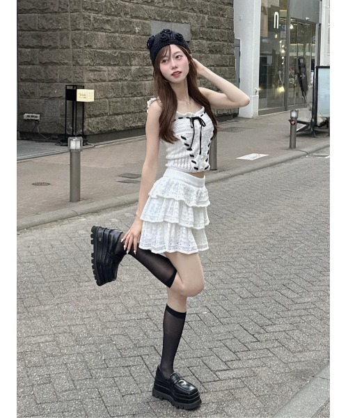 Darich（ダーリッチ） セットアップ クロシェニットフリルセットアップ