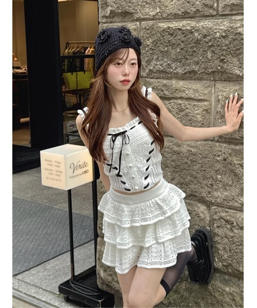 Darich（ダーリッチ） セットアップ クロシェニットフリルセットアップ