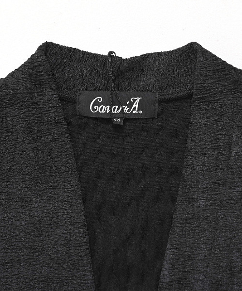 カーディガン 「CavariA/キャバリア」汚しクレープノーカラーカーディガン メンズ レディース