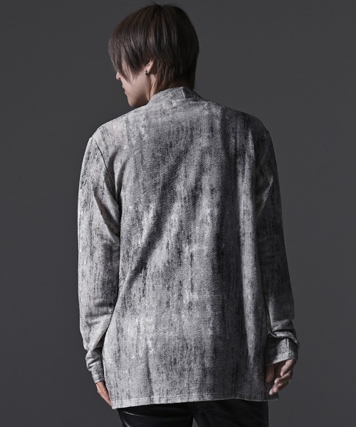 カーディガン 「CavariA/キャバリア」汚しクレープノーカラーカーディガン メンズ レディース