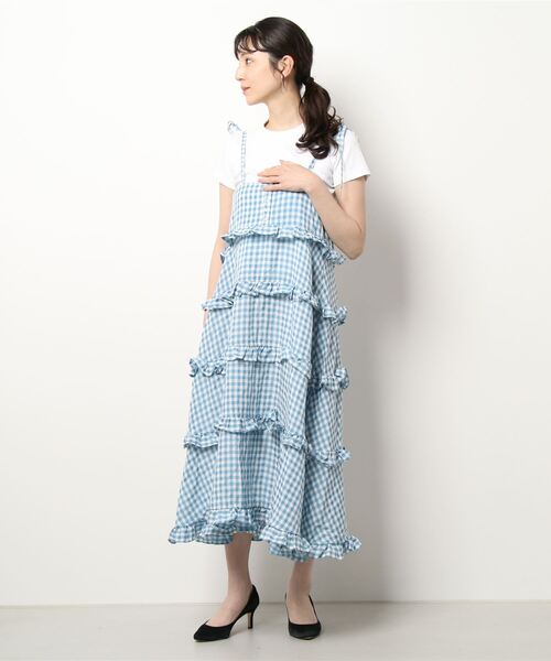 KOBE LETTUCE ワンピース フリルティアードキャミワンピース
