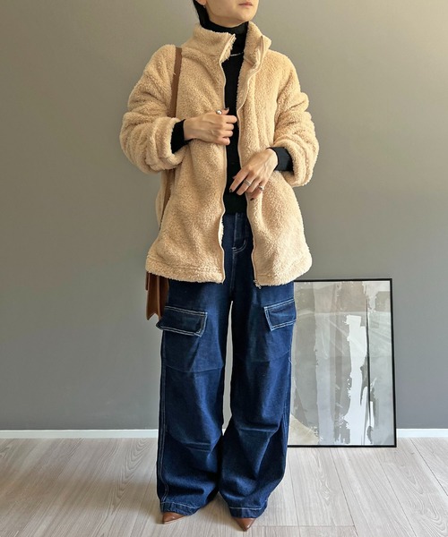 Jewelobe ブルゾン アウター もこもこジップアウター レディース