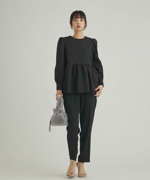 fifth（フィフス） ブラウス シャツ ふくれジャガードペプラムトップス