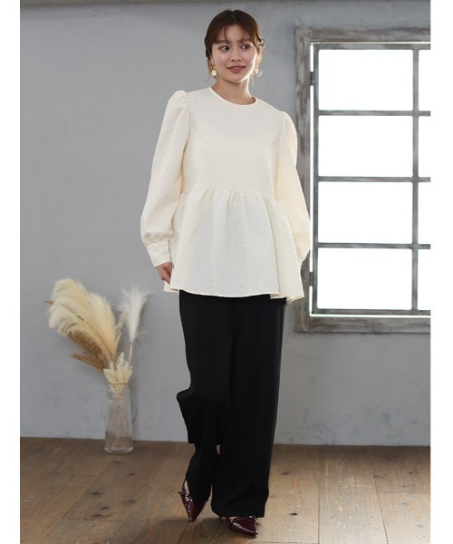 fifth（フィフス） ブラウス シャツ ふくれジャガードペプラムトップス