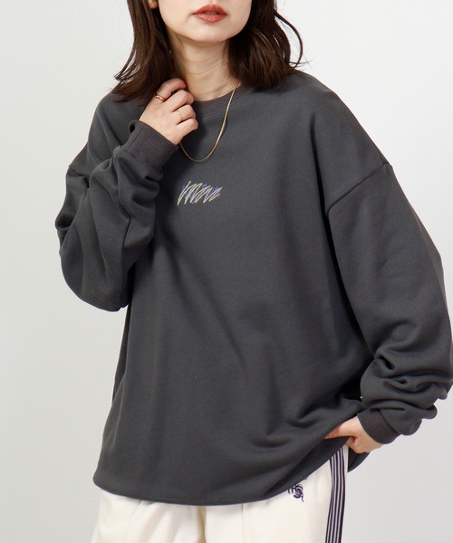 ATELANE トレーナー スウェット ルーズシルエット刺繍スウェット