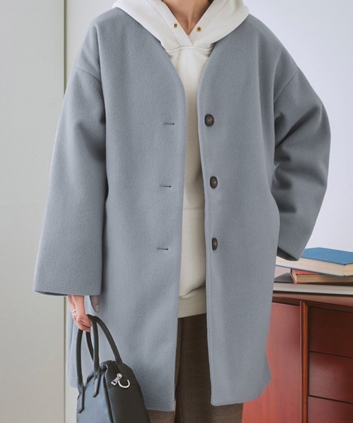 ニッセン（nissen） ノーカラーコート コート 「品番振替」フェイク