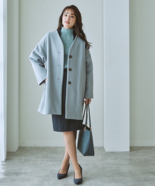 ニッセン（nissen） ノーカラーコート コート 「品番振替」フェイク