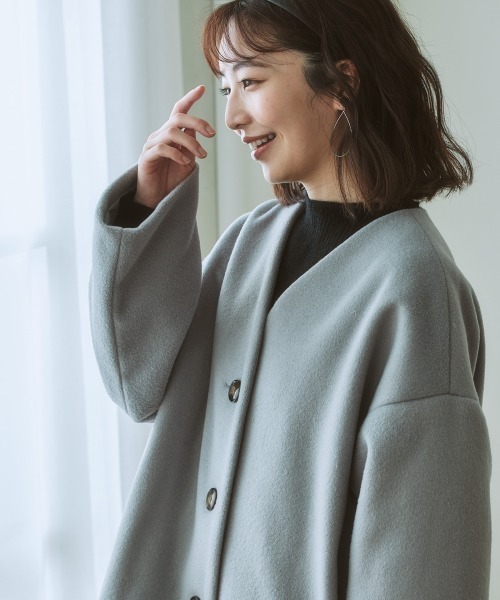 ニッセン（nissen） ノーカラーコート コート 「品番振替」フェイク