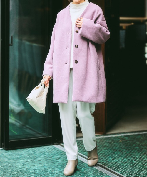 ニッセン（nissen） ノーカラーコート コート 「品番振替」フェイク