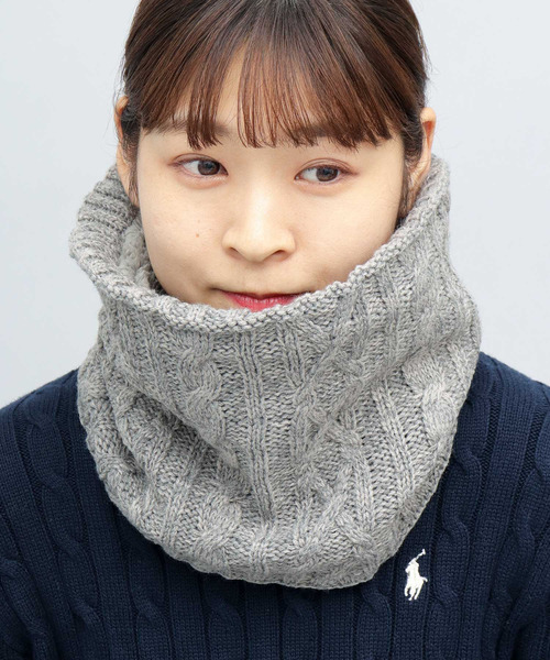 A.M.S. ネックウォーマー スヌード 3Mシンサレート入り ケーブル編み