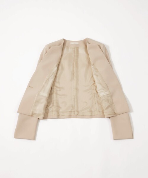 【美品】23区　コンパクトダブルクロス　ノーカラーコート　ベージュ jkftsm3902.jpg