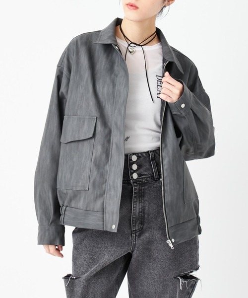 ANAP（アナップ） ブルゾン アウター ヴィンテージ加工フェイクレザー
