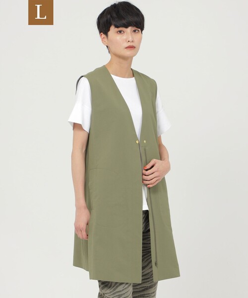 ベスト ジレ 「L」「UV対策」「はっ水」「ウォッシャブル」トリコットチュニックジレ レディース