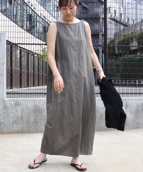Rouge vif Anna ワンピース 麻混ノースリーブタックワンピース