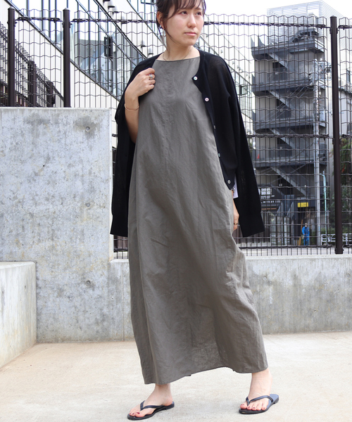 Ｍ´S GRACY 　麻混ノースリーブワンピース mimigrant ワンピース レディース ノースリーブ 春夏秋 ケリーX