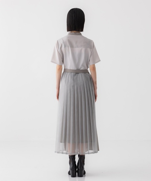 美品【ユナイテッドトウキョウ】シアーコンビブロッキングワンピース ロング 2 UNITED TOKYO（ユナイテッドトウキョウ）の「シアーコンビブロッキング