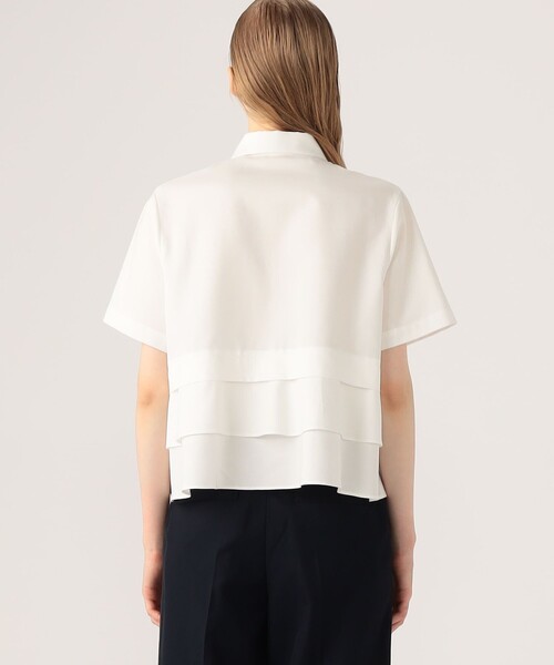 CABaN フリル付き半袖シャツ ペプラム CABaN（キャバン） ブラウス シャツ タイプライターダブルクロス