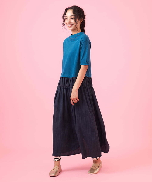 Jocomomola（ホコモモラ） レギンス スパッツ テレコボーダー メロウ