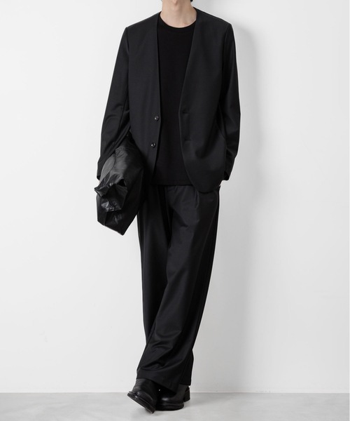 美品　Theory　ノーカラージャケット　ブラック　ストレッチ　2 ATTACHMENT（アタッチメント） ジャケット ノーカラージャケット 2/80