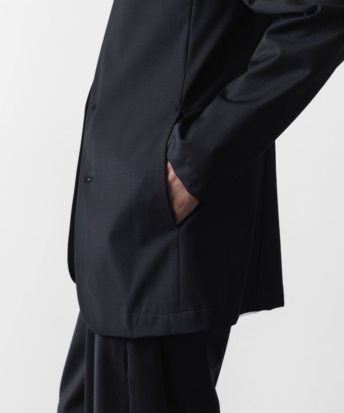 美品　Theory　ノーカラージャケット　ブラック　ストレッチ　2 セットアップ対応】 ストレッチダンボールニット ノーカラージャケット