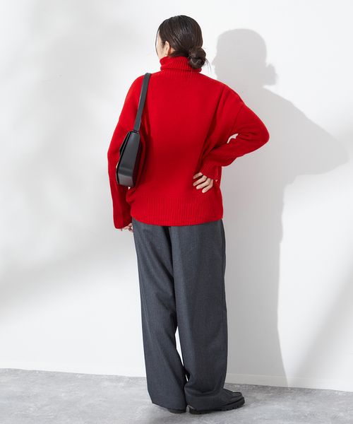  TIDES ウールタートルニット 赤 オーバーサイズ36 英国製 ISLAND TIDES ウールタートルニット 赤 オーバーサイズ36 英国製