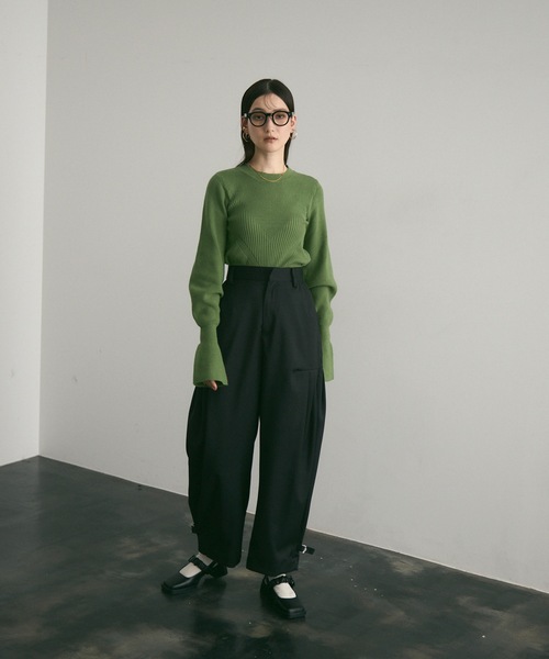 スラックス パンツ サイドタックカーブパンツ レディース : ZOZOTOWN