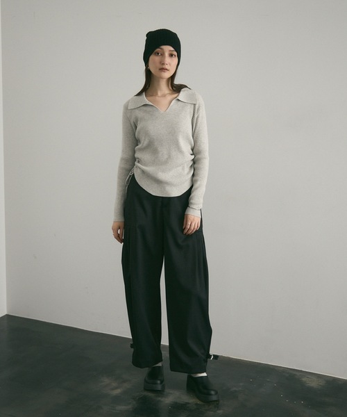 スラックス パンツ サイドタックカーブパンツ レディース : ZOZOTOWN