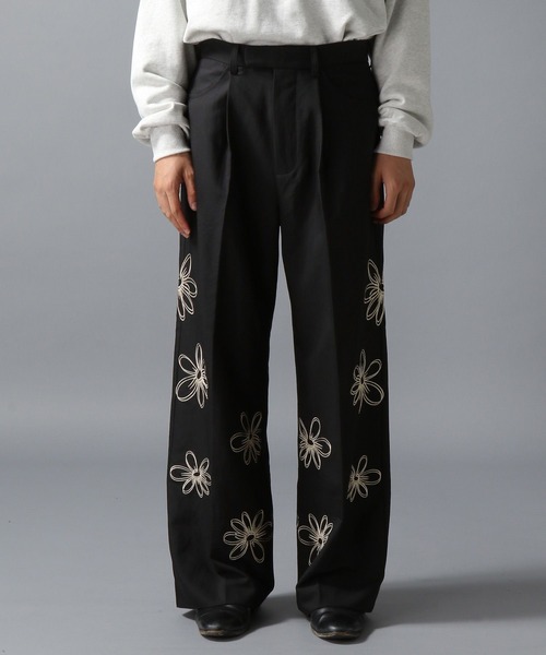 ajouter flow スラックス 「ajouter flow」flower embroidery