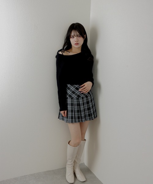 M DOLLY スカート check pleats mini skirt/チェックプリーツミニ