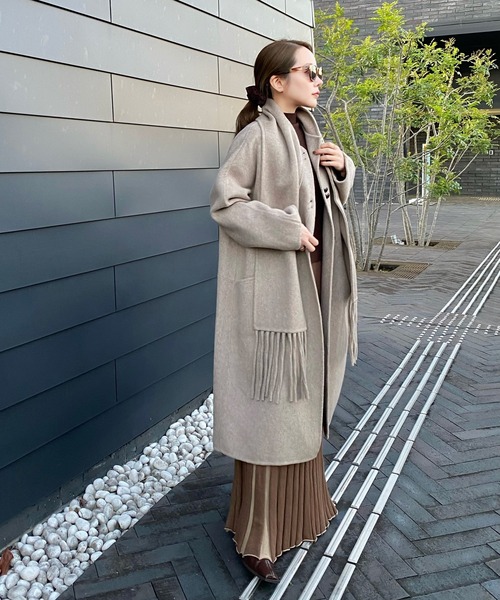 LAULEN カシミヤ マフラー ノーカラーコート cashmere muffler collarless coat | OUTER | LAULEN（ローレン）