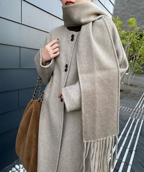 ノーカラーウールコート イタリア生地 キモノスリーブ 厚手 handmade ノーカラーウールコート イタリア生地 キモノスリーブ 厚手 handmade