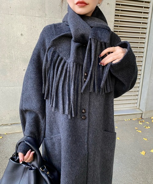 LAULEN カシミヤ マフラー ノーカラーコート cashmere muffler collarless coat | OUTER | LAULEN（ローレン）