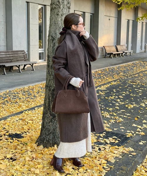 LAULEN カシミヤ マフラー ノーカラーコート cashmere muffler collarless coat | OUTER | LAULEN（ローレン）