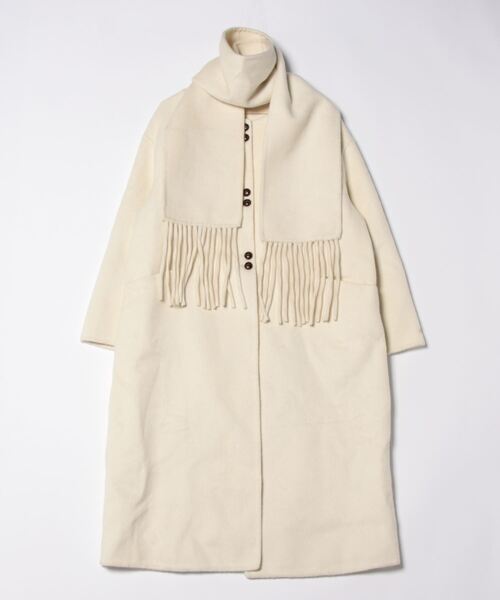 ノーカラーコート コート no collar double button wool coat