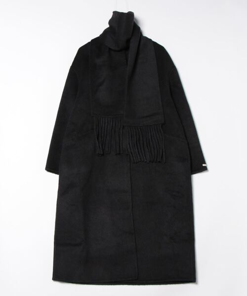 ノーカラーコート コート no collar double button wool coat