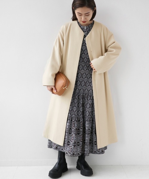 「JOURNAL STANDARD relume」 ノーカラーコート 34 ブラック レディース_画像3