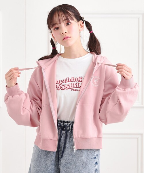 PINK-latte（ピンクラテ） パーカー フード付きジップパーカ キッズ