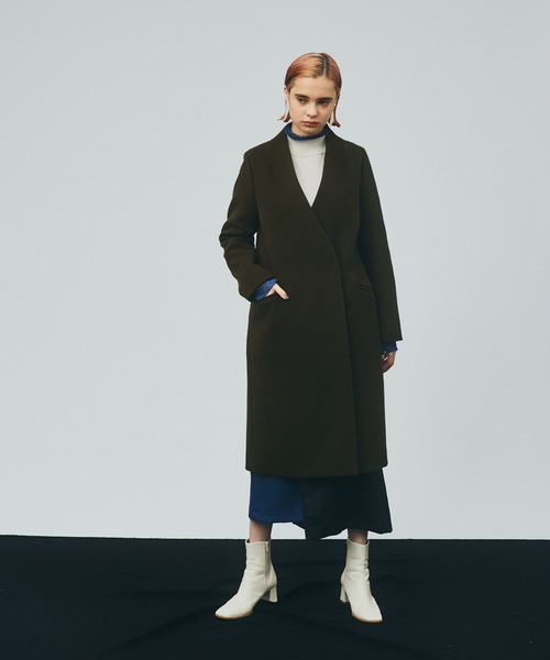 【美品】UNITED TOKYO ノーカラーコート ウール100% サイズ2 UNITED TOKYO（ユナイテッドトウキョウ） ノーカラーコート 1 ブラック