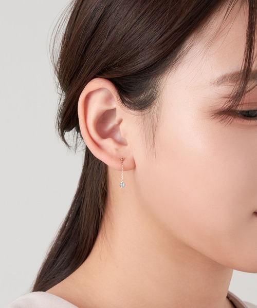 ピアス K10YG カラーストーン ピアス レディースの画像