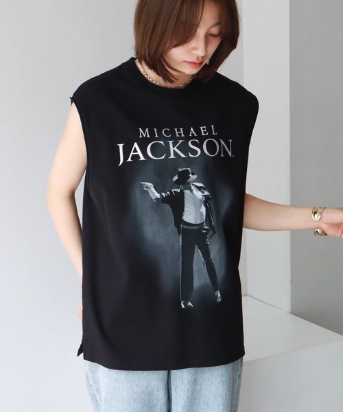 ヴィンテージ マイケルジャクソン プリントノースリーブTシャツ ブラック レア ヴィンテージ マイケルジャクソン プリントノースリーブTシャツ