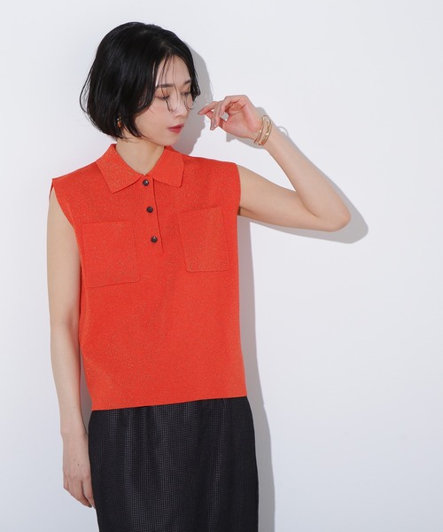 N.Natural Beauty Basic ポロシャツ ポロ ラメ混ポロエリニット