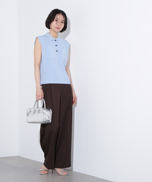 ポロシャツ ポロ ラメ混ポロエリニット レディース N.Natural Beauty Basic ポロシャツ ポロ ラメ混ポロエリニット