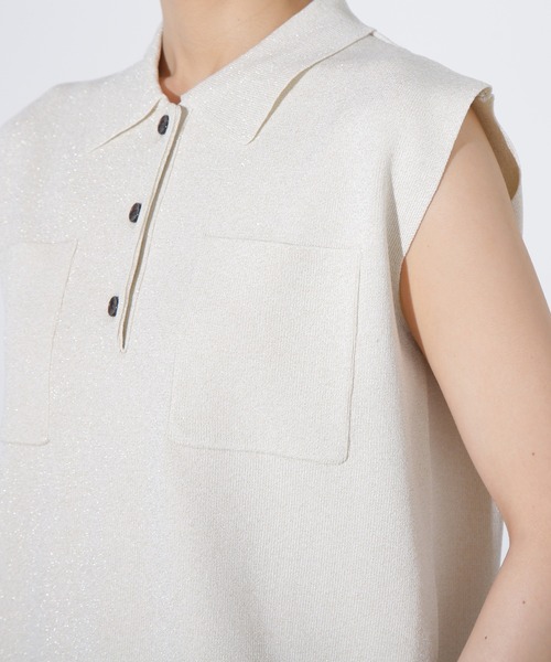 N.Natural Beauty Basic ポロシャツ ポロ ラメ混ポロエリニット