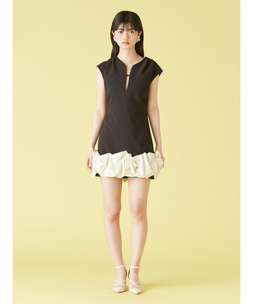 LILY BROWN ワンピース バブルヘムストレッチミニワンピース