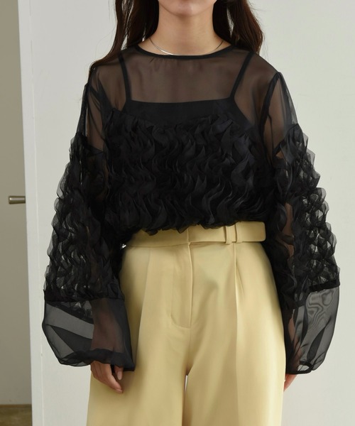 ブラウス シャツ wave design sheer blouse / ウェーブデザインシアーブラウス レディース wave design sheer blouse – eim online（エイム オンライン）
